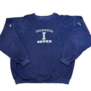 AHEAD Ironwood 1924‎ Embroidered Navy Blue Crewneck Sweatshirt Mens